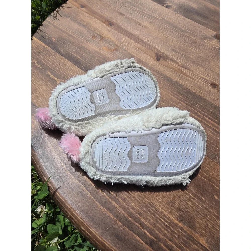 Girls Unicorn Slippers Size 5/6 UK 3/4 Plush Fuzzy Pink White House Shoes...